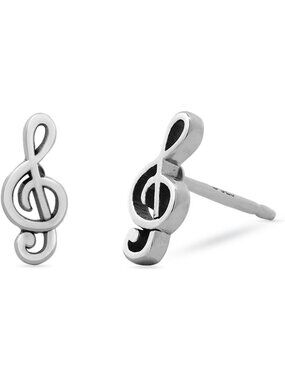 Sterling Silver Treble Clef Music Stud Earrings | Unique Musical Jewelry Gift